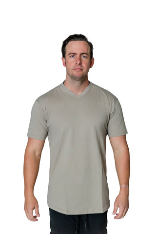 100% Combed Cotton V-Neck - Sand