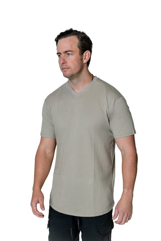 100% Combed Cotton V-Neck - Sand