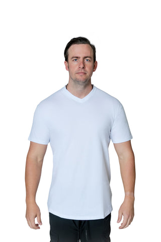 100% Combed Cotton V-Neck - Glacier