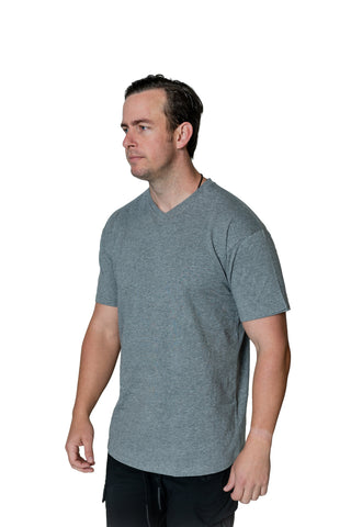 100% Combed Cotton V-Neck - Basalt